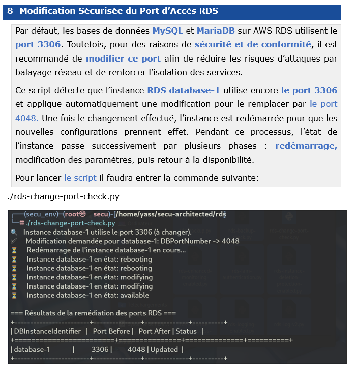 Formation AWS Architecture – Lance ton cloud Amazon sécurisé en 7 jours 33 Script AWS pour remplacer le port 3306 par un port sécurisé – pack formation sécurité cloud Blysor