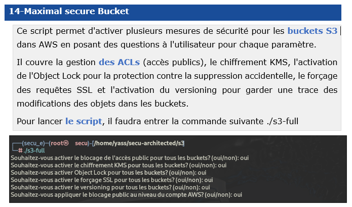 Formation AWS Architecture – Lance ton cloud Amazon sécurisé en 7 jours 36 Script AWS pour activer KMS sur tous les buckets S3 non chiffrés – Pack Blysor sécurité cloud