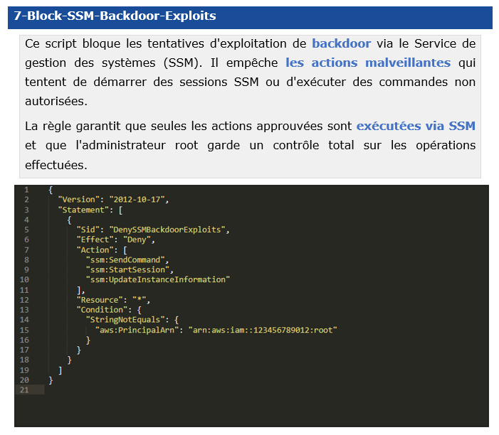 Formation AWS Architecture – Lance ton cloud Amazon sécurisé en 7 jours 37 SCP AWS pour bloquer les backdoors et durcir la sécurité du compte – pack Blysor cybersécurité cloud
