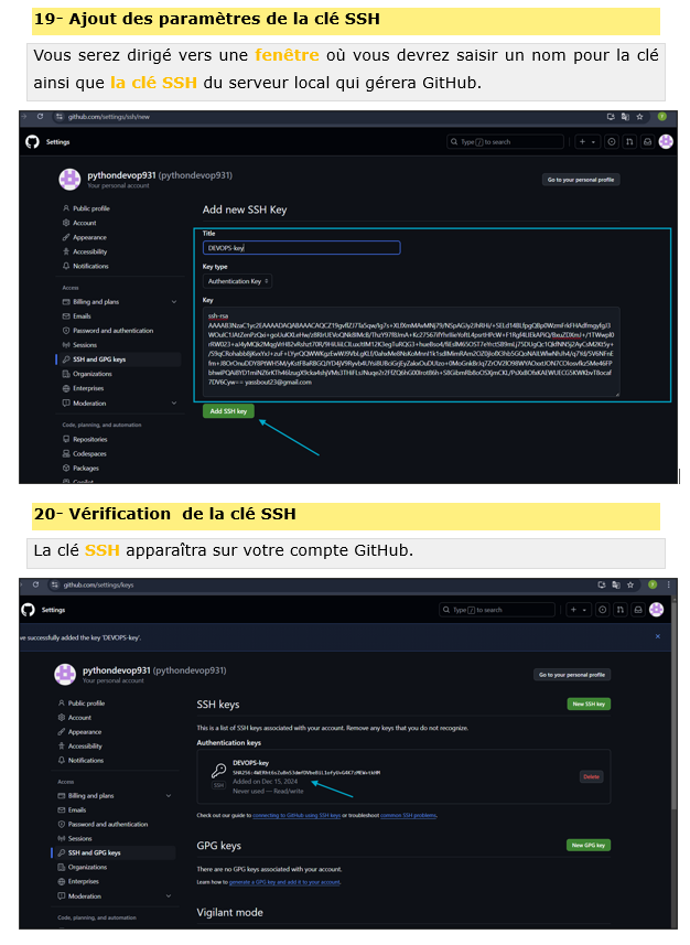 Formation AWS Architecture – Lance ton cloud Amazon sécurisé en 7 jours 44 Ajout d’une clé SSH publique sur GitHub pour connecter un serveur AWS – Volume 6 formation automatisation sécurisée Blysor